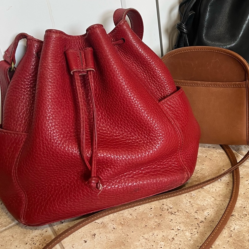 Red Sonoma Pocket Drawstring Vintage Coach Bag